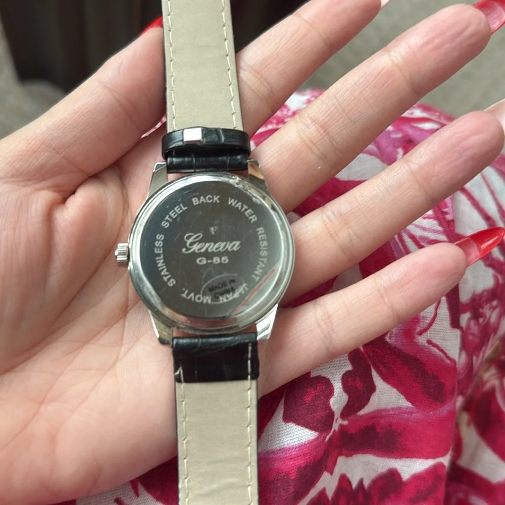 Geneva G-85 Stainless Steel Crock look strap Watch